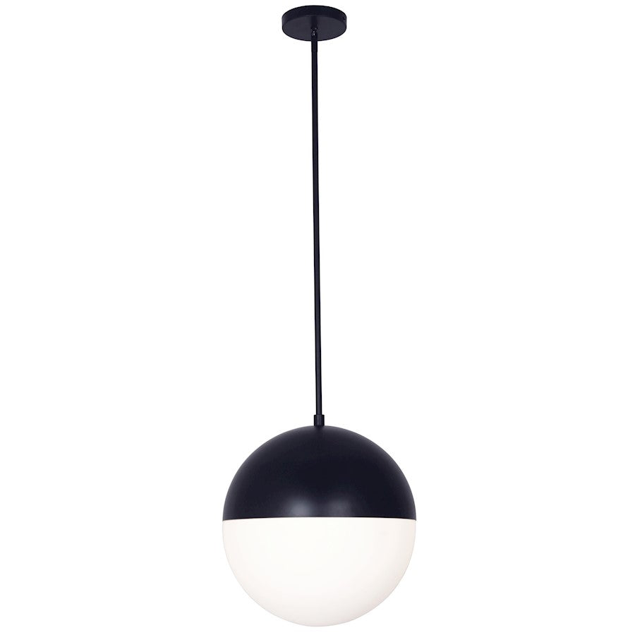 Dainolite Dayana 14in 3-Light Pendant | Matte Black and White Glass | Kitchen Island & Dining Room | 14 x 14 x 14 in | Model DAY-143P-MB