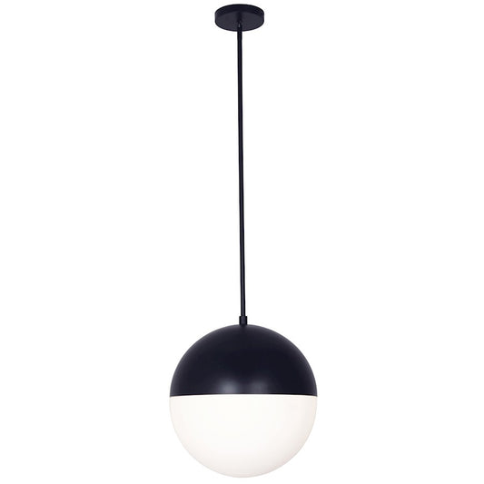 Dainolite Dayana 14in 3-Light Pendant | Matte Black and White Glass | Kitchen Island & Dining Room | 14 x 14 x 14 in | Model DAY-143P-MB