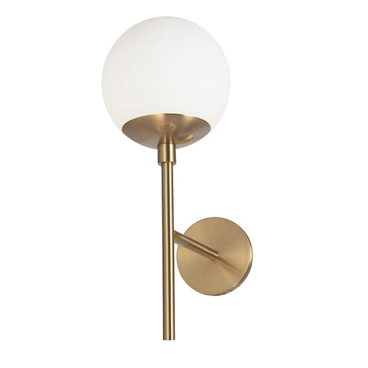 Dainolite Dayana 15in 1-Light Wall Sconce | Transitional Aged Brass and White Glass | Bedroom & Hallway Accent | Model DAY-161W-AGB
