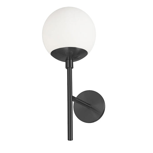Dainolite Dayana 15in 1-Light Wall Sconce | Transitional Matte Black and White Glass | Bedroom & Hallway Accent | Model DAY-161W-MB