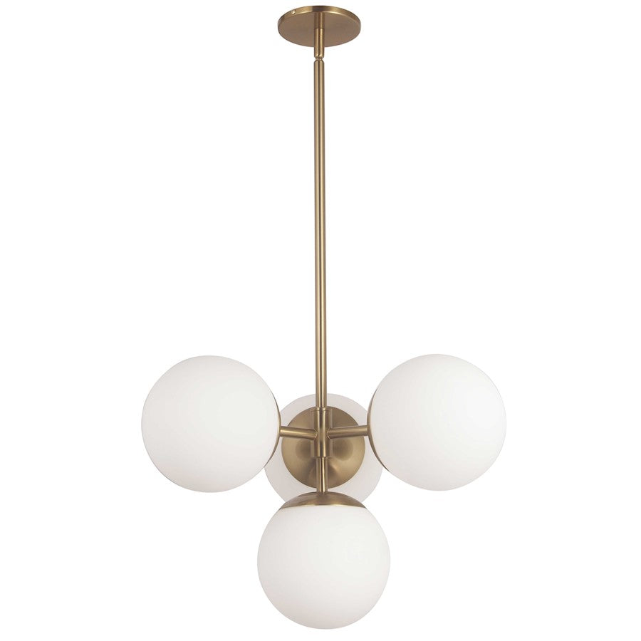 Dainolite Dayana 21in 4-Light Pendant | Transitional Aged Brass and White Opal Glass | Kitchen Island & Dining Room | Model DAY-214P-AGB