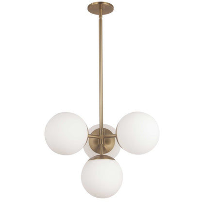 Dainolite Dayana 21in 4-Light Pendant | Transitional Aged Brass and White Opal Glass | Kitchen Island & Dining Room | Model DAY-214P-AGB