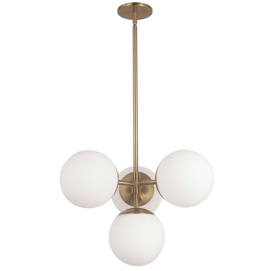 Dainolite Dayana 21in 4-Light Pendant | Transitional Aged Brass and White Opal Glass | Kitchen Island & Dining Room | Model DAY-214P-AGB