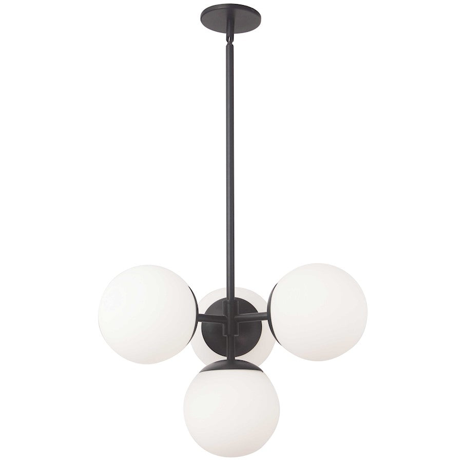 Dainolite Dayana 21in 4-Light Pendant | Transitional Matte Black and White Opal Glass | Kitchen Island & Dining Room | Model DAY-214P-MB