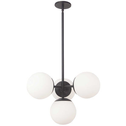 Dainolite Dayana 21in 4-Light Pendant | Transitional Matte Black and White Opal Glass | Kitchen Island & Dining Room | Model DAY-214P-MB