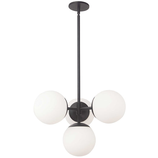 Dainolite Dayana 21in 4-Light Pendant | Transitional Matte Black and White Opal Glass | Kitchen Island & Dining Room | Model DAY-214P-MB