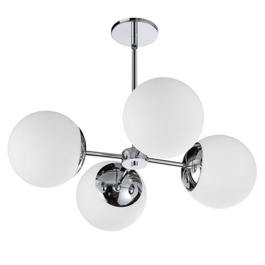 Dainolite Dayana 24in 4-Light Chandelier | Transitional Polished Chrome and Opal White Glass | Kitchen Island & Dining Room | 24 x 24 | Model DAY-244C-PC