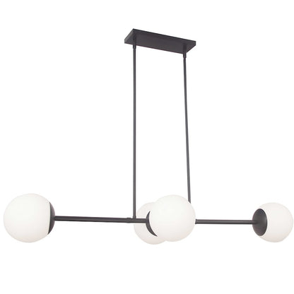 Dainolite Dayana 48in 4-Light Pendant | Transitional Matte Black and White Opal Glass | Kitchen Island & Dining Room | Model DAY-484HP-MB