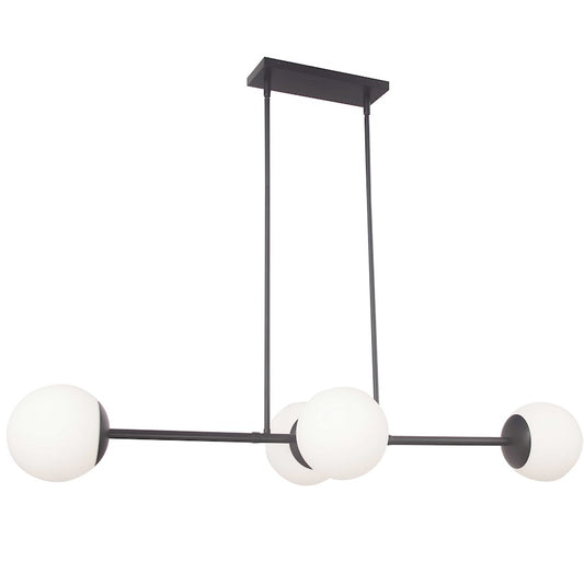 Dainolite Dayana 48in 4-Light Pendant | Transitional Matte Black and White Opal Glass | Kitchen Island & Dining Room | Model DAY-484HP-MB