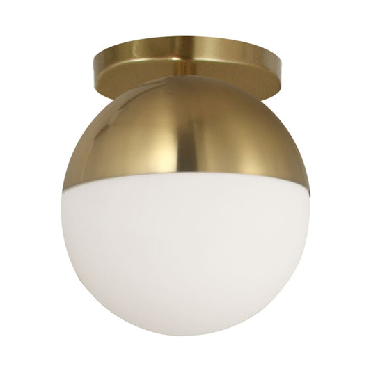 Dainolite Dayana 7in 1-Light Flush Mount | Transitional Aged Brass and White Glass | Bedroom & Hallway | 7 x 7 x 7.5 in | Model DAY-71FH-AGB
