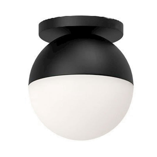 Dainolite Dayana 7in 1-Light Flush Mount | Transitional Matte Black and White Glass | Bedroom & Hallway | 7 x 7 x 7.5 in | Model DAY-71FH-MB