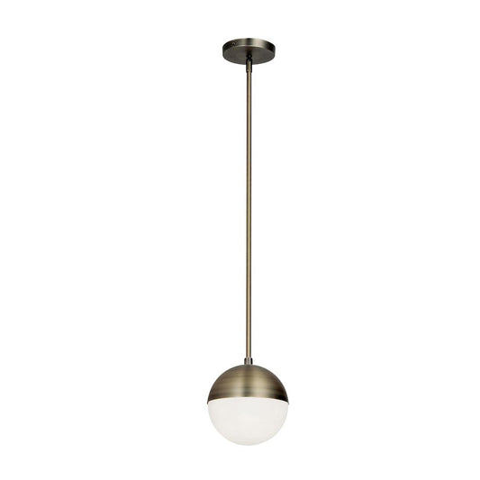 Dainolite Dayana 7in 1-Light Pendant | Antique Brass and White Glass | Kitchen Island | 7 x 7 x 8 in | Model DAY-71P-AB