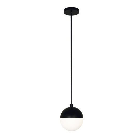 Dainolite Dayana 7in 1-Light Pendant | Matte Black and White Glass | Kitchen Island | 7 x 7 x 8 in | Model DAY-71P-MB