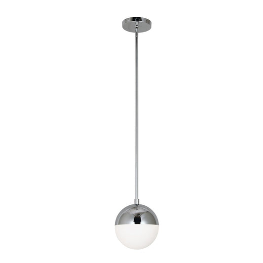 Dainolite Dayana 7in 1-Light Pendant | Polished Chrome and White Glass | Kitchen Island | 7 x 7 x 8 in | Model DAY-71P-PC