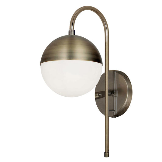 Dainolite Dayana 11in 1-Light Wall Sconce | Antique Brass and White Glass | Hallway & Entryway | 7 x 11 x 18.5 in | Model DAY-71W-AB