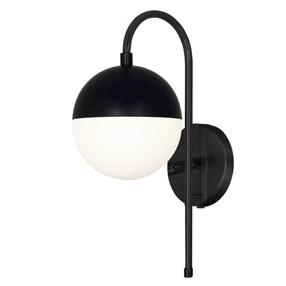 Dainolite Dayana 11in 1-Light Wall Sconce | Industrial Matte Black and White Glass | Hallway & Bedroom Accent | 11 x 7 x 18.5 in | Model DAY-71W-MB