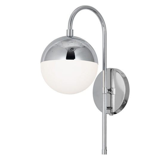 Dainolite Dayana 11in 1-Light Wall Sconce | Modern Polished Chrome and White Glass | Hallway & Bedroom Accent | 11 x 7 x 18.5 in | Model DAY-71W-PC