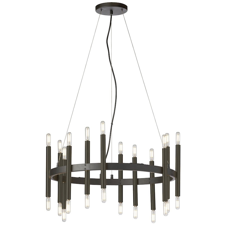 Dainolite Derry 24in 24-Light Chandelier | Matte Black Metal | Foyer & Dining Room | 24 x 24 x 10 in | Model DER-2424C-MB