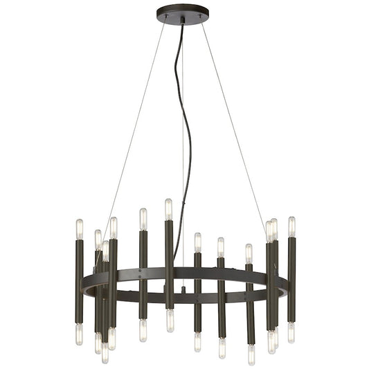 Dainolite Derry 24in 24-Light Chandelier | Matte Black Metal | Foyer & Dining Room | 24 x 24 x 10 in | Model DER-2424C-MB