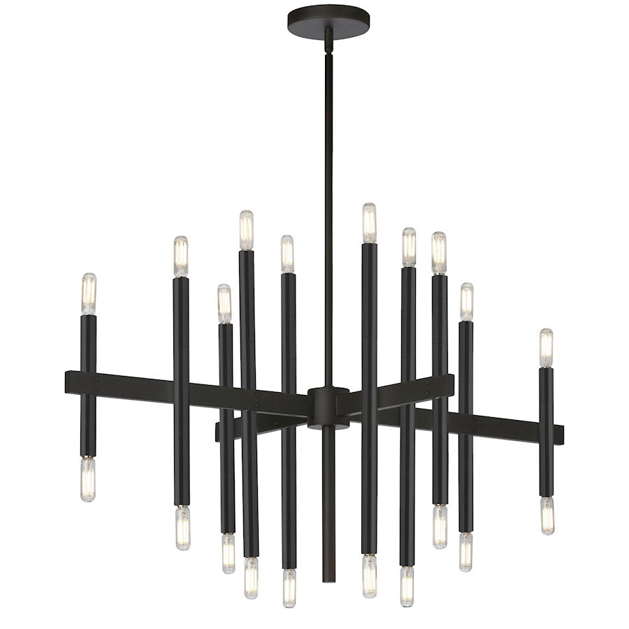 Dainolite Derry 34in 20-Light Chandelier | Transitional Matte Black Metal | Dining Room & Foyer | 22 x 34 x 17 in | Model DER-3420C-MB