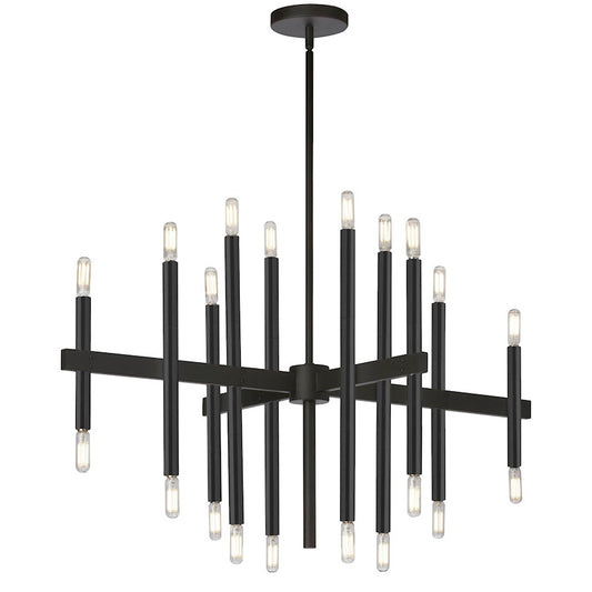 Dainolite Derry 34in 20-Light Chandelier | Transitional Matte Black Metal | Dining Room & Foyer | 22 x 34 x 17 in | Model DER-3420C-MB