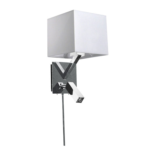 Dainolite DLED496-PC 1-Light LED Wall Sconce | Polished Chrome and White Fabric Shade | Bedroom & Hallway Accent | 8 x 7 x 15 in | Model DLED496-PC