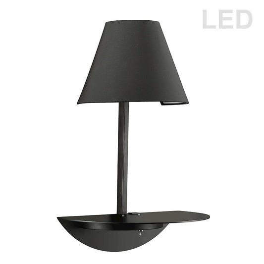 Dainolite DLED504-BK 1-Light LED Wall Sconce | Contemporary Matte Black and Black Hardback Shade | Living Room & Hallway Accent | Model DLED504-BK