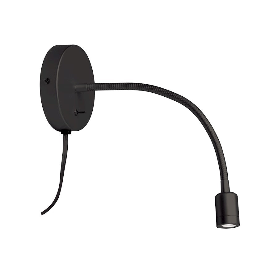 Dainolite Wynne 14in 1-Light Wall Sconce | Modern Matte Black Metal with Diffuser | Bedroom & Office Reading Light | 210 Lumens | Model DLEDW-263-MB
