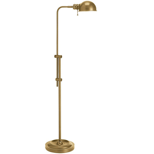 Dainolite Fedora 1-Light Adjustable Pharmacy Floor Lamp | Traditional Aged Brass Metal | Living Room & Bedroom Reading Light | Model DM1958F-AGB
