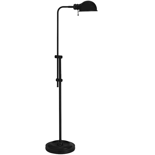 Dainolite Fedora 1-Light Adjustable Pharmacy Floor Lamp | Traditional Matte Black Metal | Living Room & Bedroom Reading Light | Model DM1958F-MB