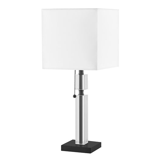 Dainolite Fernanda 8in 1-Light Table Lamp | Modern Matte Black and White Fabric Shade | Bedroom & Office Desk | 8 x 8 x 19 in | Model DM231-MB