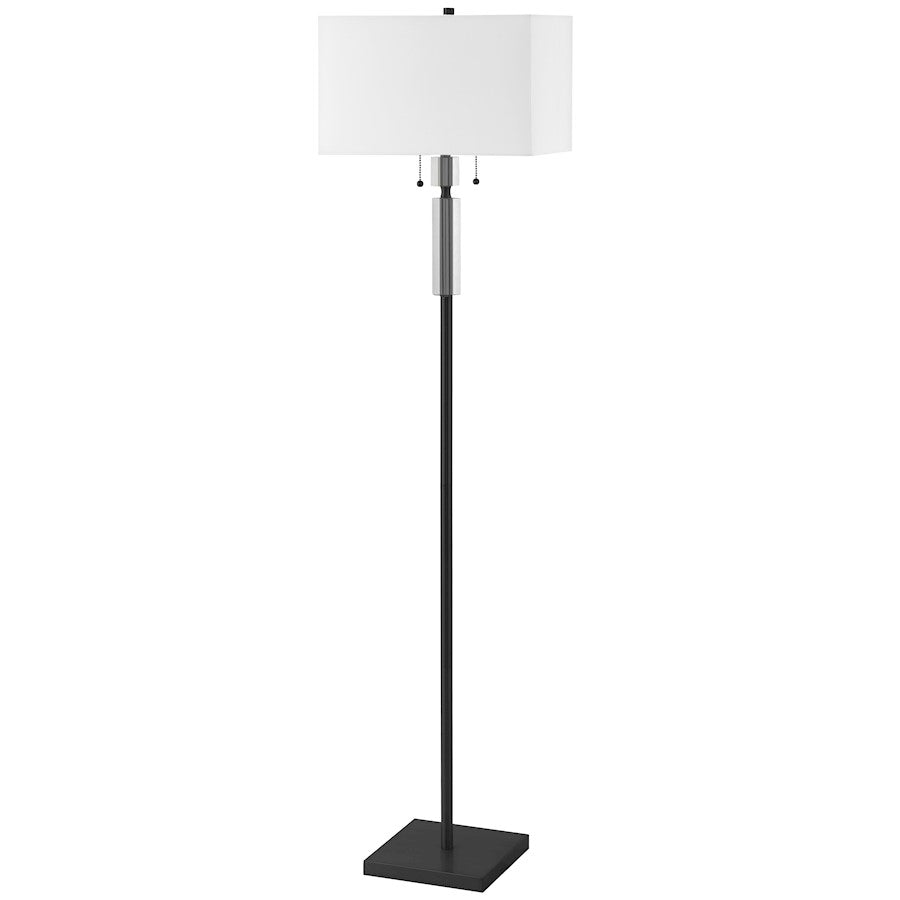 Dainolite Fernanda 15in 2-Light Floor Lamp | Modern Matte Black and White Fabric Shade | Living Room & Office | 15 x 10 x 60 in | Model DM231F-MB