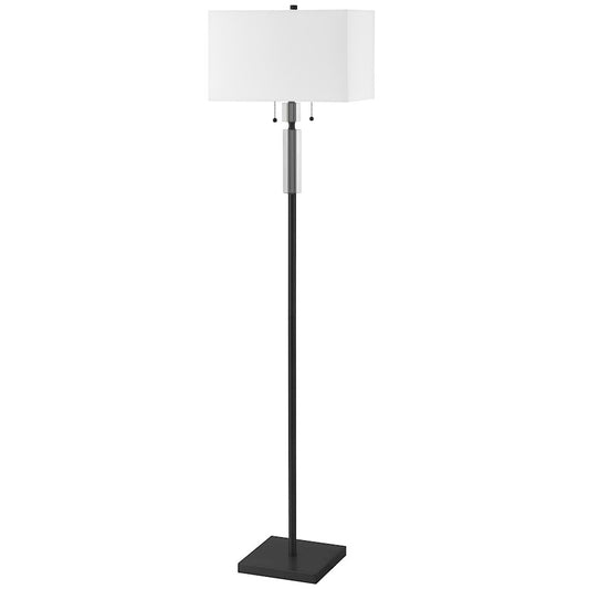 Dainolite Fernanda 15in 2-Light Floor Lamp | Modern Matte Black and White Fabric Shade | Living Room & Office | 15 x 10 x 60 in | Model DM231F-MB