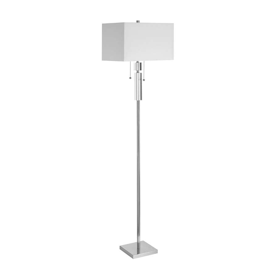 Dainolite DM231F-PC 2-Light Floor Lamp | Polished Chrome Steel and White Linen Acrylic | Living Room & Bedroom Reading Light | 60 in H | Model DM231F-PC