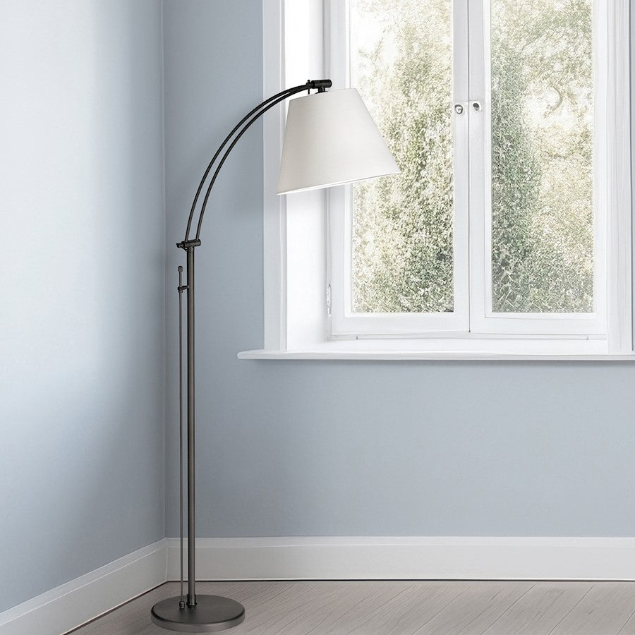 Dainolite Felix 61in 1-Light Floor Lamp | Modern Matte Black and White Fabric Shade | Living Room & Reading Nook | Model DM2578-F-MB