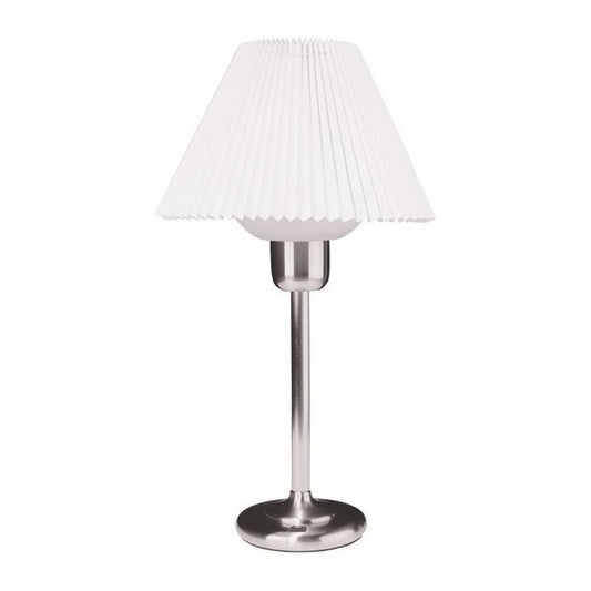 Dainolite DM980-SC 25in Table Lamp | Satin Chrome Metal and Fabric Shade | Living Room & Bedroom Accent | 1-Light, 200W Max, Hi/Lo Switch | Model DM980-SC