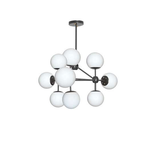Dainolite Domi 26in 9-Light Chandelier | Industrial Black Painted Steel and White Frosted Glass | Dining Room & Living Room | 26 x | Model DMI-269C-WHBK