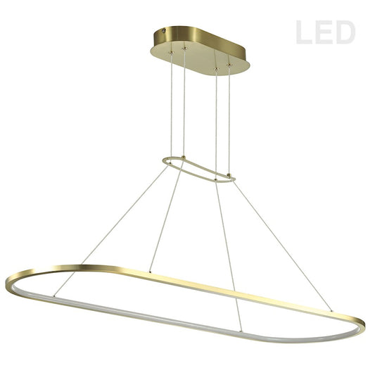 Dainolite Daytona 40in 1-Light Pendant | Modern Aged Brass Metal | Kitchen Island & Dining Room | 12-72in Drop, 3200 Lumens | Model DTA-4046LEDHP-AGB