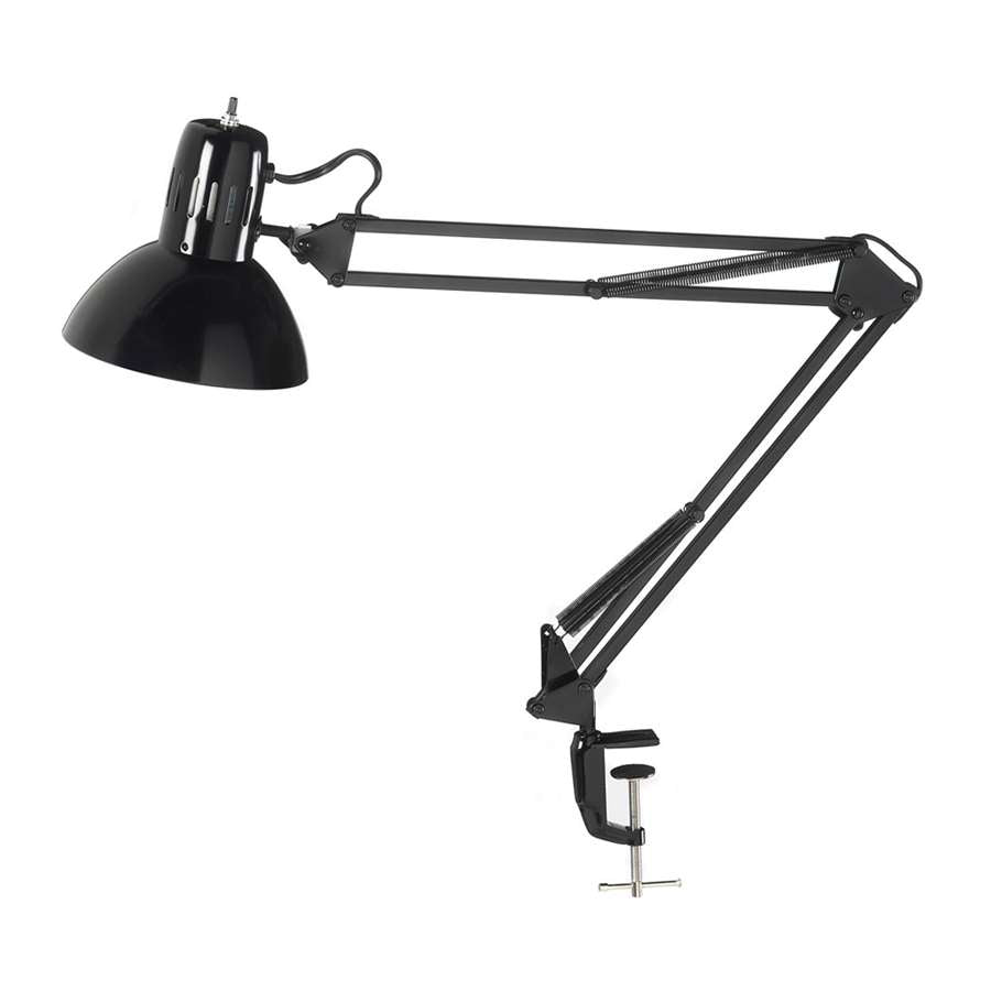 Dainolite DXL334 36in Spring Balance Clamp-On Desk Lamp | Gloss Black Steel | Office & Workshop Task Light | Model DXL334-X-BK
