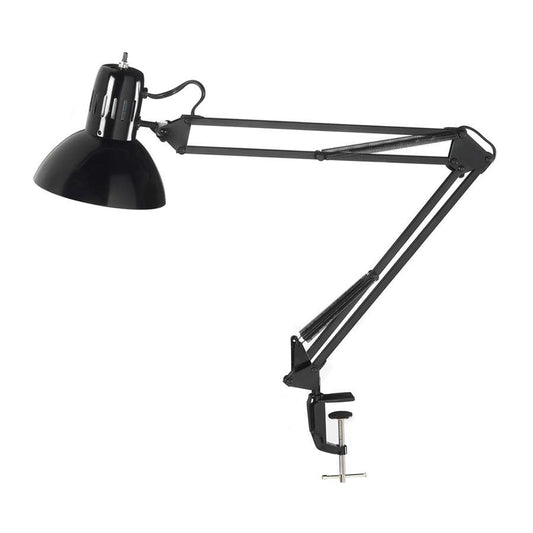 Dainolite DXL334 36in Spring Balance Clamp-On Desk Lamp | Gloss Black Steel | Office & Workshop Task Light | Model DXL334-X-BK