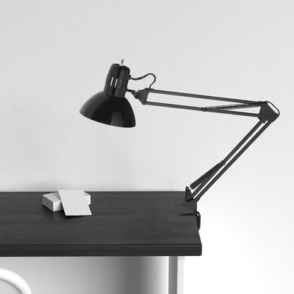 Dainolite DXL334 36in Spring Balance Clamp-On Desk Lamp | Gloss Black Steel | Office & Workshop Task Light | Model DXL334-X-BK