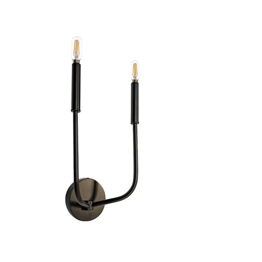 Dainolite Eleanor 15in 2-Light Wall Sconce | Matte Black Metal | Bedroom & Hallway Accent | 7 x 4 x 15 in | Model ELN-152W-MB
