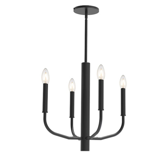 Dainolite Eleanor 16in 4-Light Chandelier | Matte Black Metal | Dining Room & Foyer | 16 x 16 x 16 in | Model ELN-164C-MB
