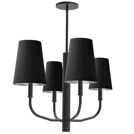 Dainolite Eleanor 21in 4-Light Chandelier | Transitional Black Fabric and Matte Black Metal | Living Room, Foyer & Dining Room | Model ELN-214C-MB-697