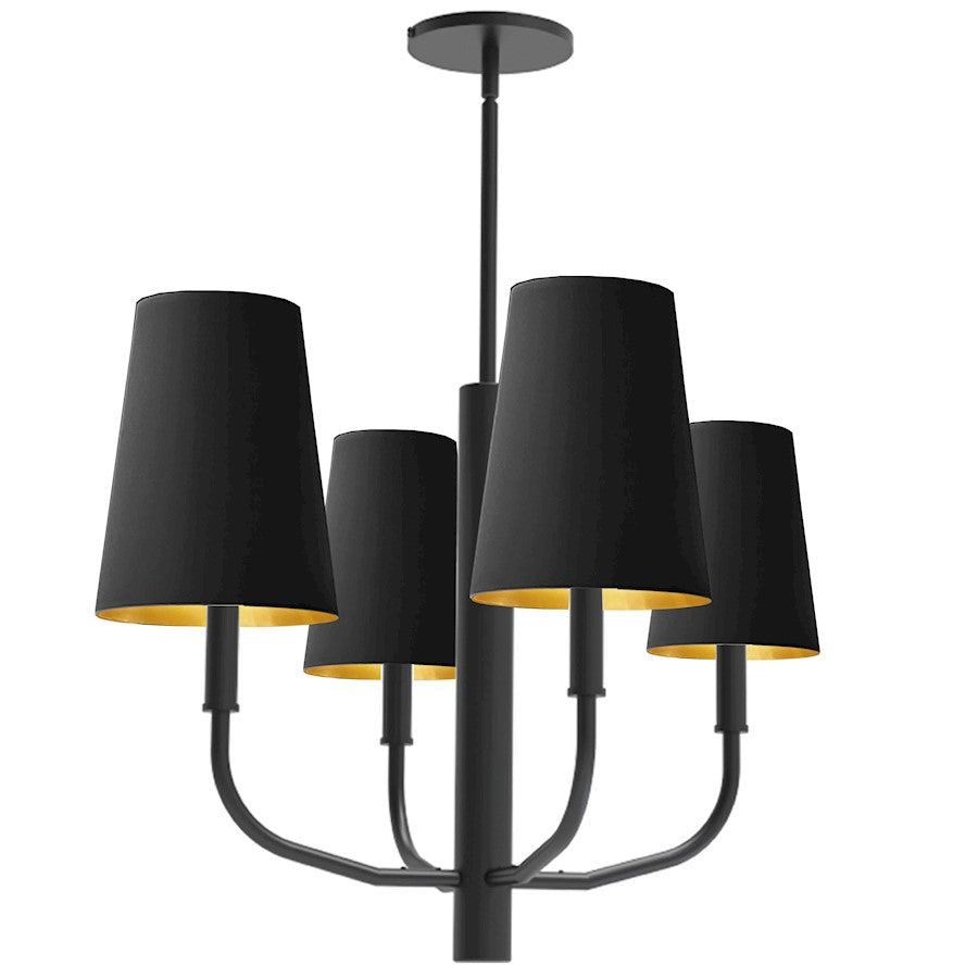 Dainolite Eleanor 21in 4-Light Chandelier | Transitional Black Fabric and Matte Black Metal | Living Room, Foyer & Dining Room | Model ELN-214C-MB-698