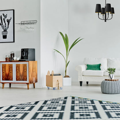 Dainolite Eleanor 21in 4-Light Chandelier | Transitional Black Fabric and Matte Black Metal | Living Room, Foyer & Dining Room | Model ELN-214C-MB-698