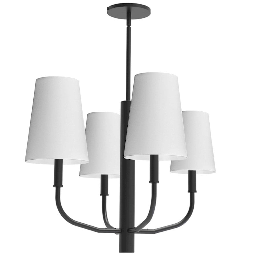 Dainolite Eleanor 21in 4-Light Chandelier | Transitional White Fabric and Matte Black Metal | Living Room, Foyer & Dining Room | Model ELN-214C-MB-790