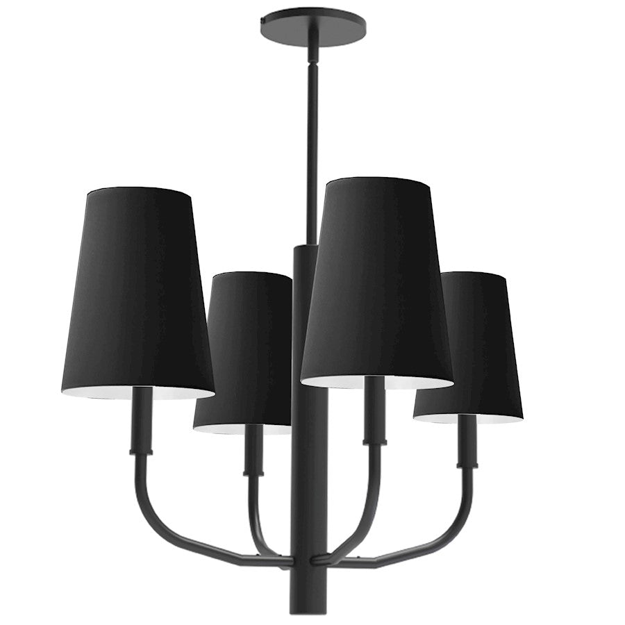 Dainolite Eleanor 21in 4-Light Chandelier | Transitional Black Fabric and Matte Black Metal | Living Room, Foyer & Dining Room | Model ELN-214C-MB-797