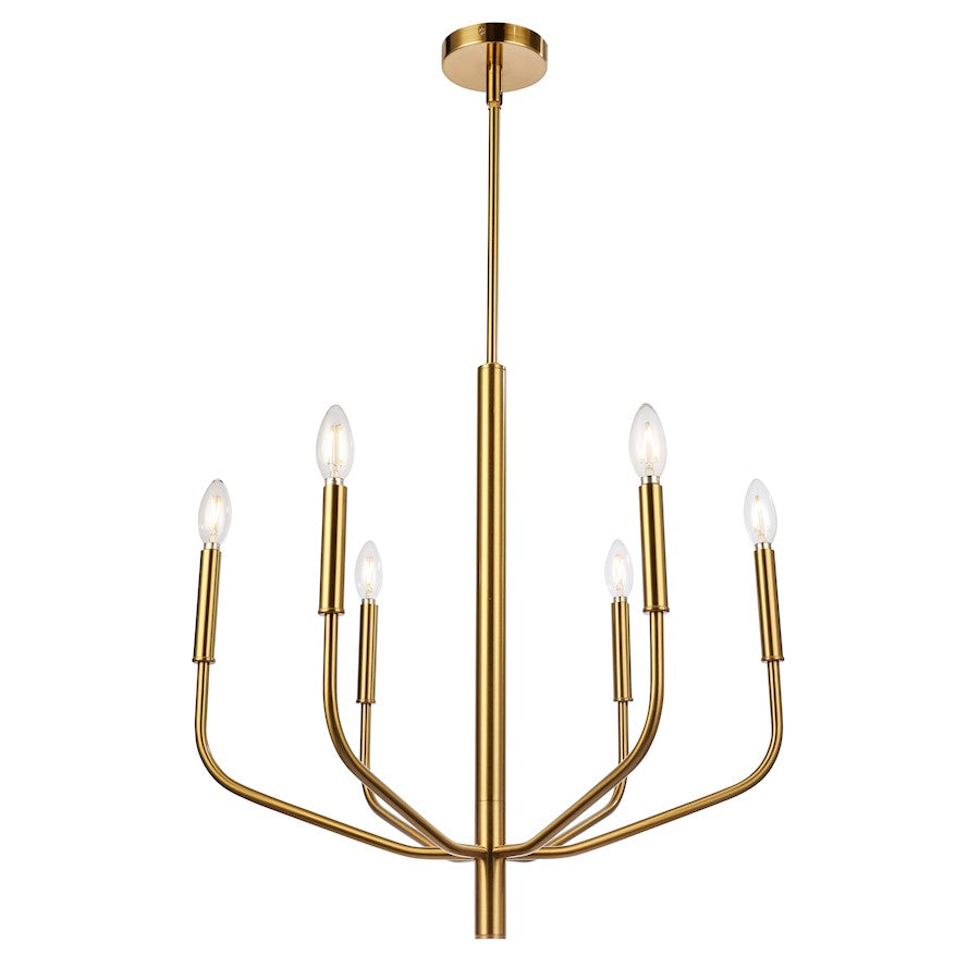 Dainolite Eleanor 24in 6-Light Chandelier | Contemporary Aged Brass | Dining Room & Foyer | 24 x 24 x 24 in | Model ELN-246C-AGB