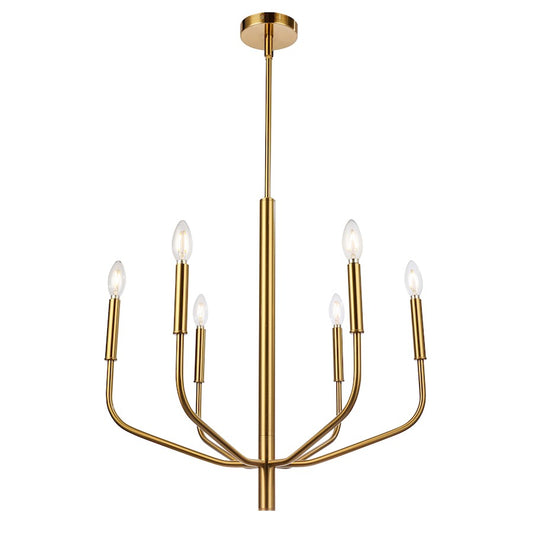 Dainolite Eleanor 24in 6-Light Chandelier | Contemporary Aged Brass | Dining Room & Foyer | 24 x 24 x 24 in | Model ELN-246C-AGB